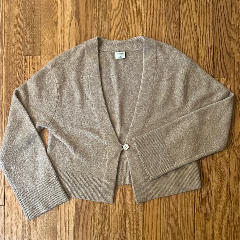 Abercrombie One Button Cardigan in tan